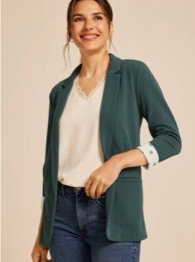 Maurices Teal Open Front Blazer 3/4 Sleeve